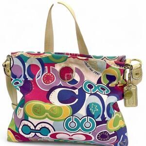 Colorful Dopamine Gold Y2K Retro Coach Poppy Pop C Graffiti Glam 2way Bag
